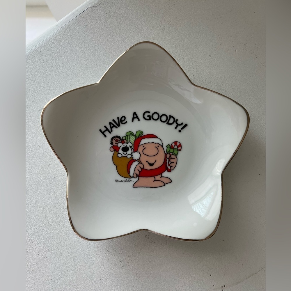 Vintage 1981 Ziggy Star Shaped 7" Porcelain Christmas Plate HAVE A GOODY